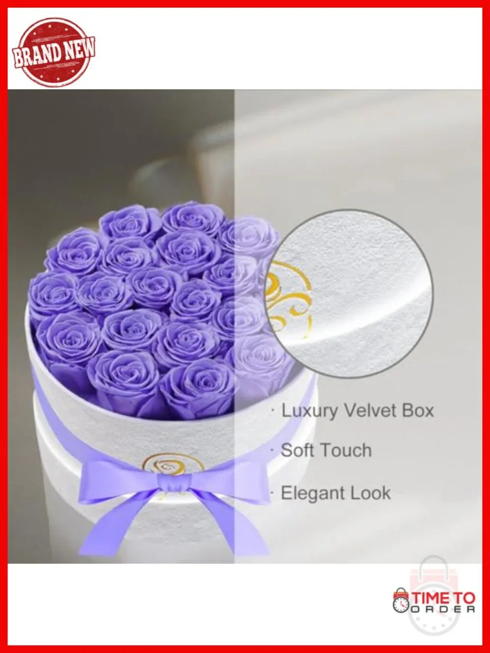 Preserved Roses Velvet Flower Box 20 Roses Romantic Gift for Her